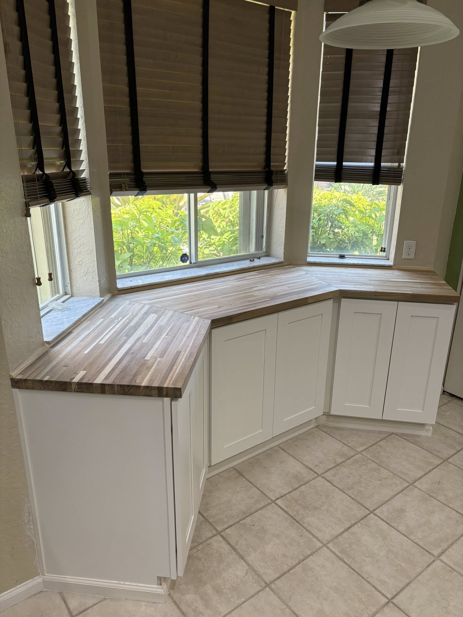 Custom breakfast nook with butcher block counter